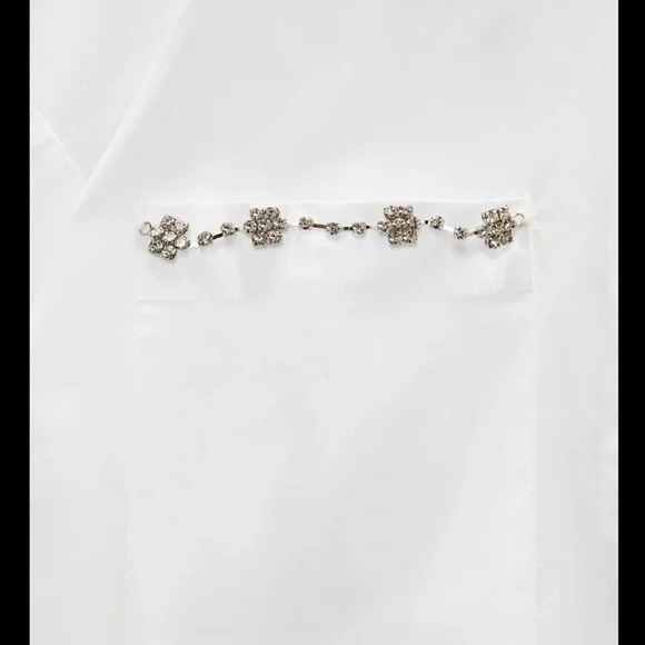 Zara White Jewel Detail Oversized Shirt - Picture 11 of 11